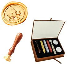 Custom Big Octopus Picture Logo Wedding Wax Seal Stamp Sticks Box Set Kit Vintage