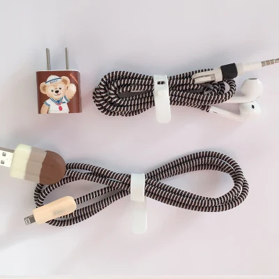 Кабель намотки мультфильм USB протектор для кабеля передачи данных набор с наклейки для зарядного устройства Спиральный шнур протектор для iphone - Цвет: style7