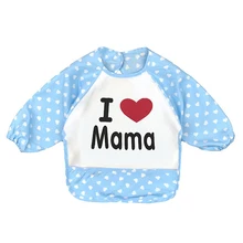 ABWE Лучшие Продажи Малыш Водонепроницаемый с длинным рукавом Для детей кормления арт свободное нагрудник узор: синий I Love mama