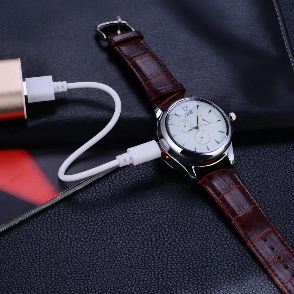 Cigarette Lighter watch Men USB rechangeable Casual Quartz Watch fashion Arc Flameless Lighter Wristwatches clock JH338