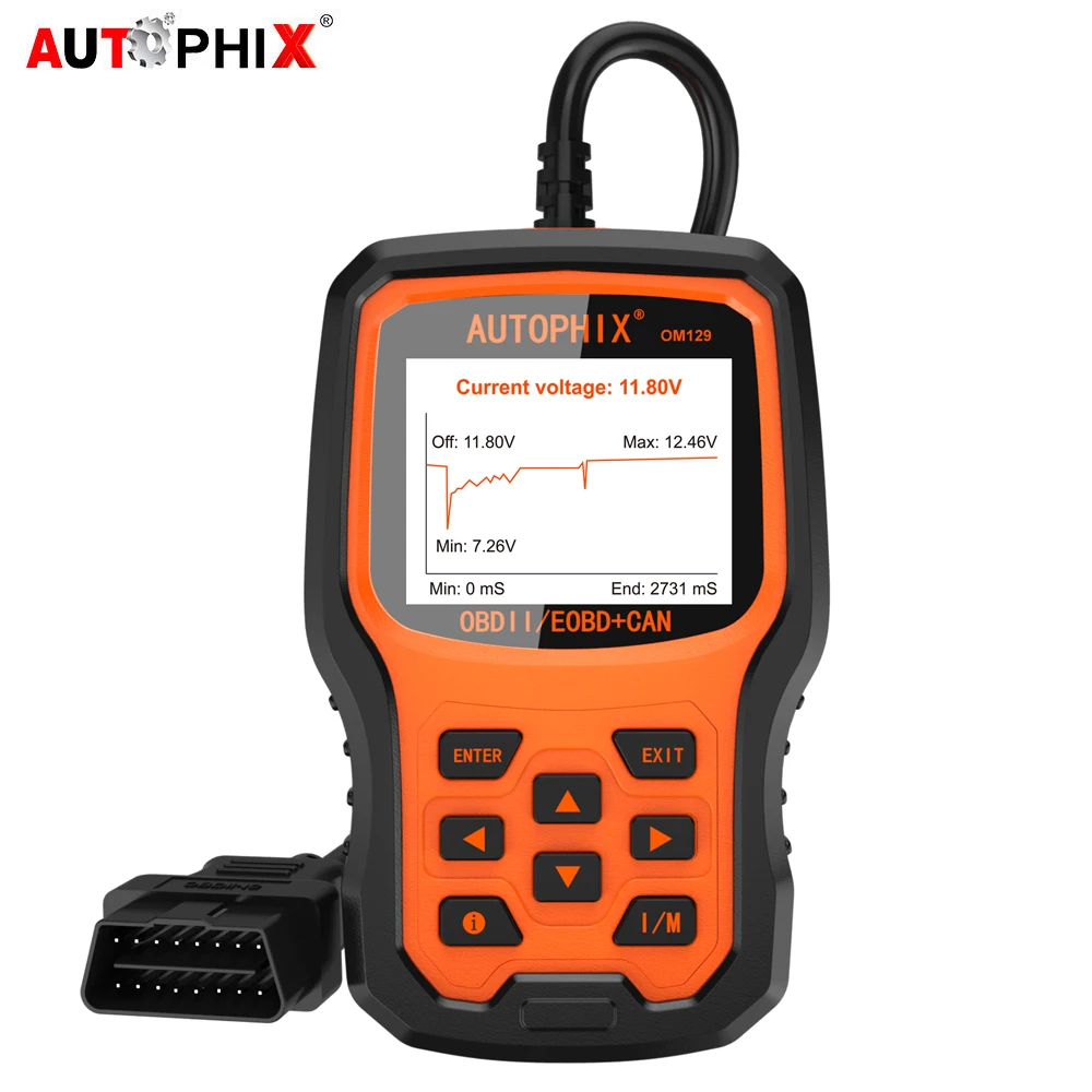 

Autophix OM129 OBD2 Scanner Diagnostic Tool Engine Battery Current Voltage Check Engine Erase Error Code in OBDII ODB2 in Polish