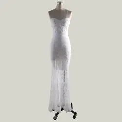 Женское кружевное расклешенное платье без рукавов с открытыми плечами Макси платье вечернее платье