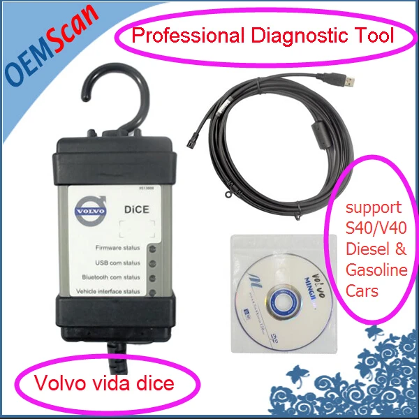 

Support S40/V40 Diesel &Gasoline Professional Scanner for Vo-lvo OEMscan Vida Dice Support Firmware Update and Self Diagnostic
