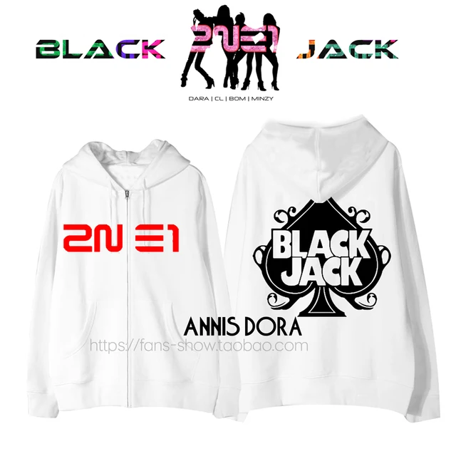 2ne1 Black Jack 21 Logo Zip Hoodie