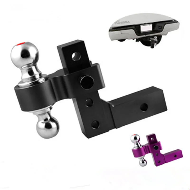 

Dual Ball Mount 2" Hitch Adjustable Aluminum Raise/Drop Trailer Tow Hook + Lock Trailer Truck hook adjustable Double ball seat