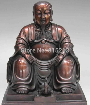 

bi001243 10 Chinese Temple Red Copper Bronze Xuanwu Emperor Great basaltic Buddha Statue