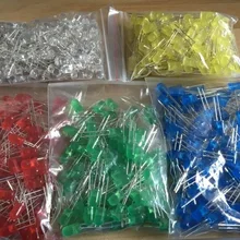 500 шт./лот 3 мм светодиодный набор диодов разных цветов красный зеленый желтый синий