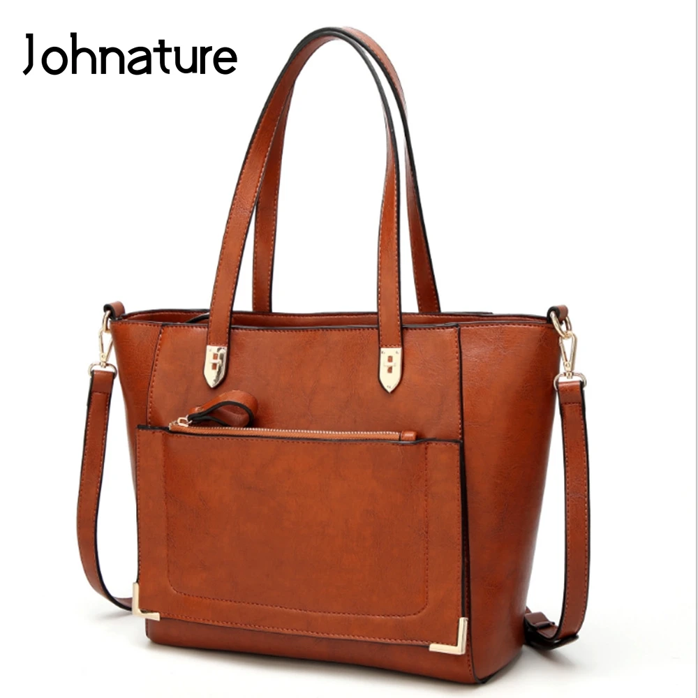 

Johnature 2019 New Satchels Casual Totes Solid Zipper Soft Silt Pocket Versatile Women Shoulder & Crossbody Bags Handbag