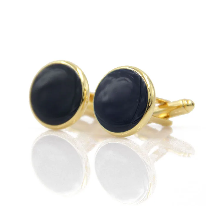 New high grade circular shell cufflinks nail sleeve navy blue business