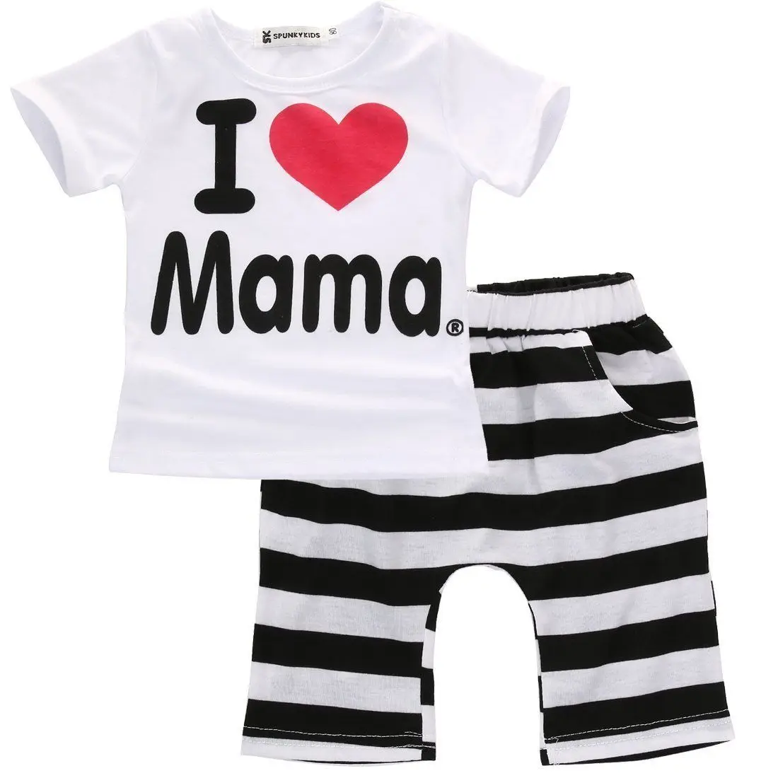 

2PCS Toddler Infant Newborn Twins Baby Boy Girls Casual T shirt Strip Pants Outfits Pajamas Suit