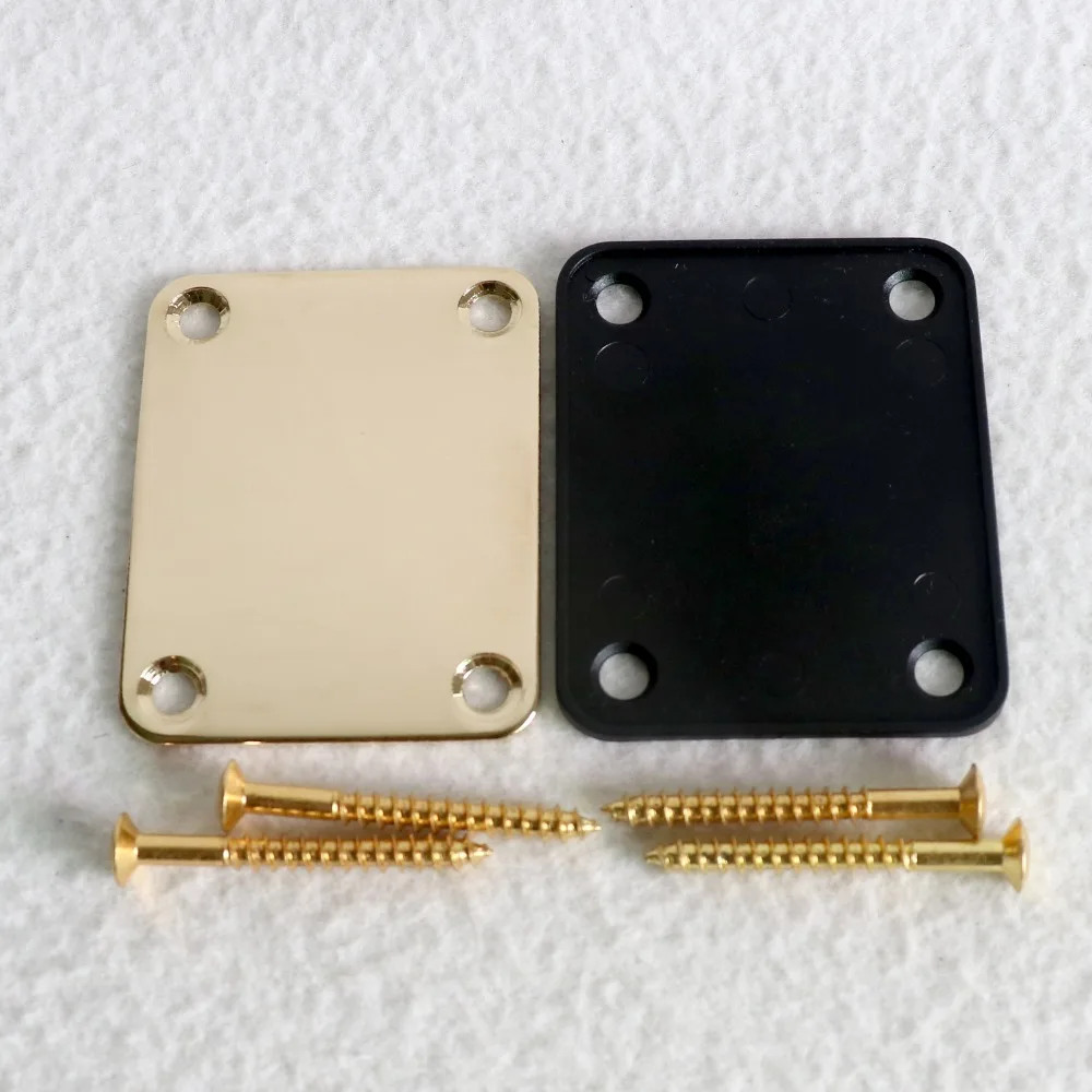Bass Guitar Hardware Semi-Round Neck Joint Mounting Plate With Screws - Replacement Kit For Electric Guitar And Bass - Steel Construction