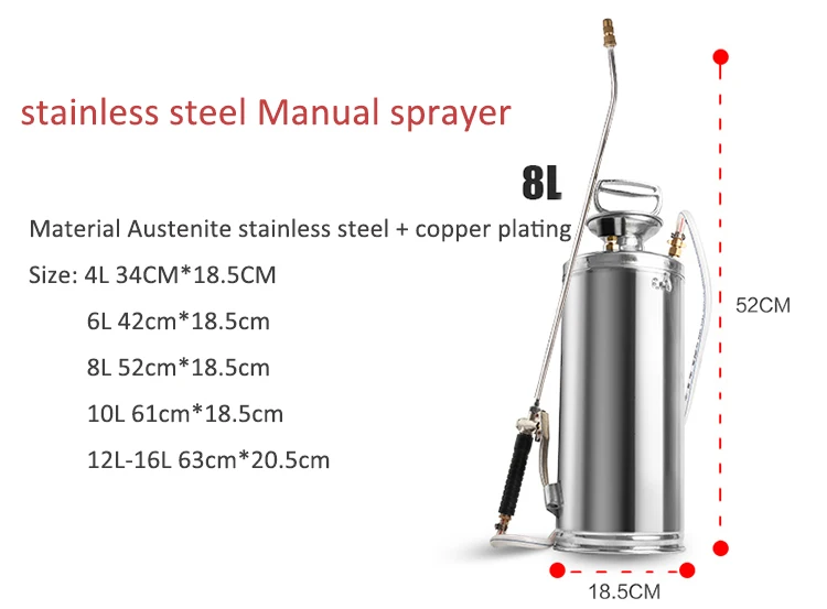 8L Толстая Лейка из нержавеющей стали ручной распылитель сельскохозяйственный спрей для полива бутылки ранец спрей бутылка