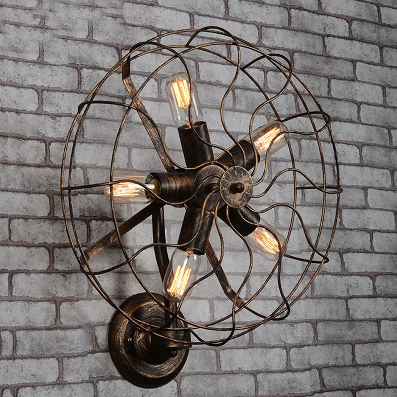 

vintage wall lamp with Edison Bulb Country Industrial Style Wrought Fan warehouse Wall Lamps for Cafe Bar Restaurant