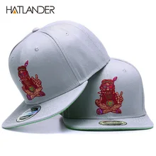 HATLANDER, оригинальная крышка, шапка для женщин и мужчин, бейсболки, вышивка, персонаж, твердая кость, хип-хоп кепка, крутая, серая, облегающая бейсболка