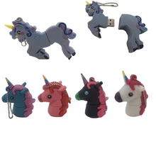 USB 64G Cartoon Cute Unicorn Flash Drive 32GB Pen Drive Horse USB Stick External Storage 16GB
