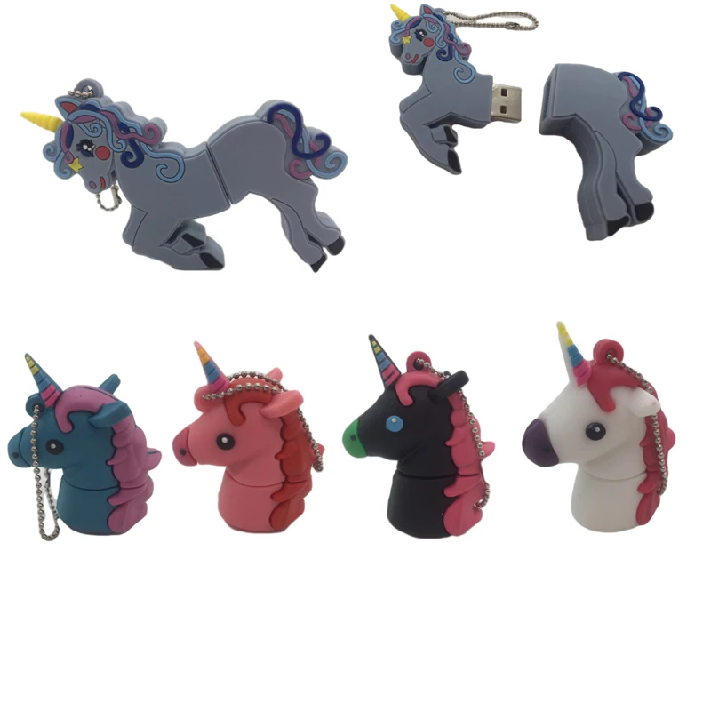USB 64G Cartoon Cute Unicorn Flash Drive 32GB Pen Drive Horse USB Stick font b External