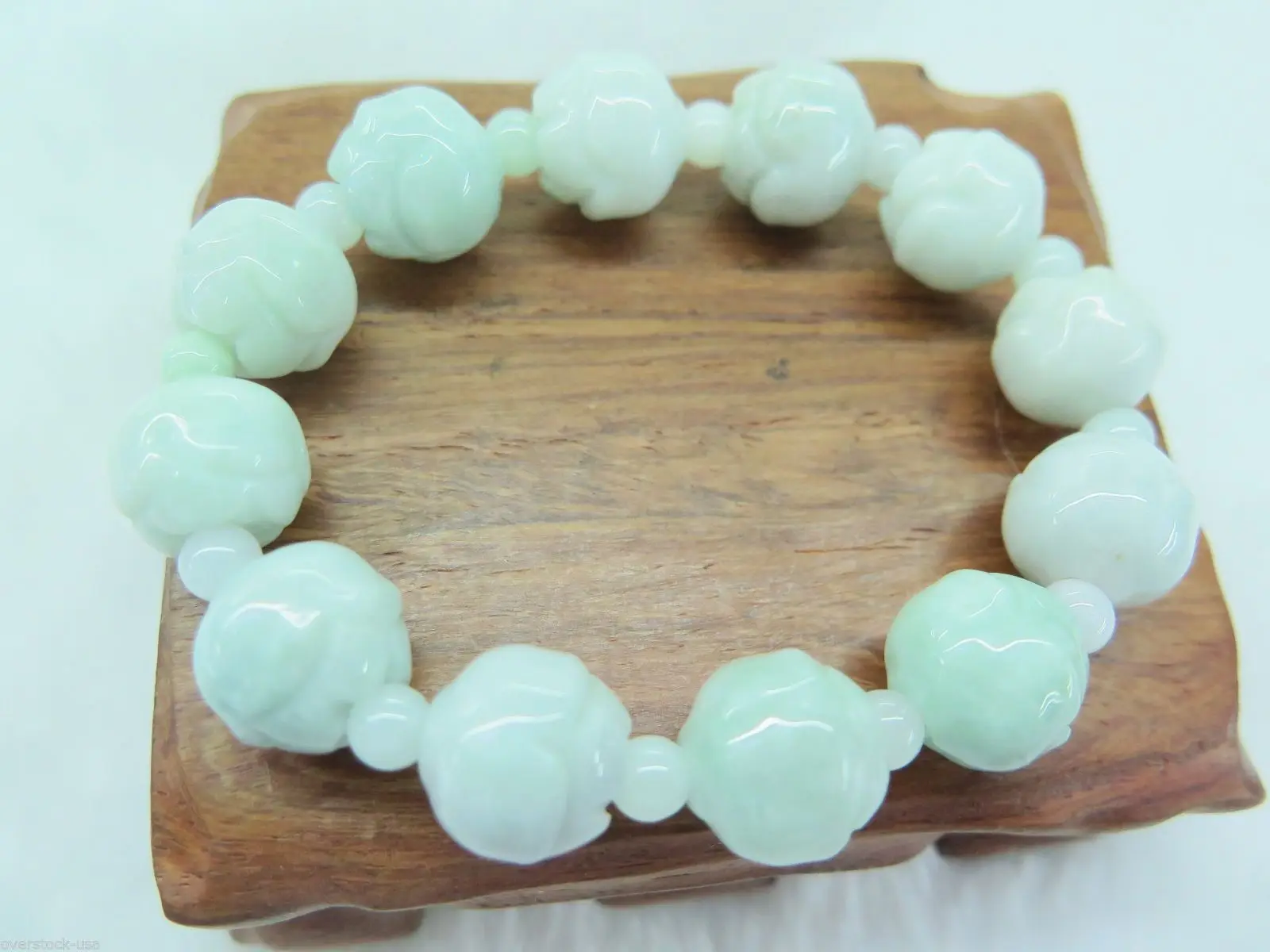 

Natural Grade A Jade (jadeite) 14mm Aqua Flower beads Bracelet 16cm L