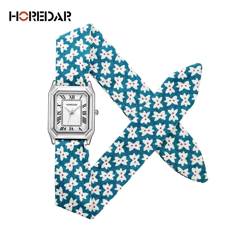 

HOREDAR New Fashion Watch Women Retro Elegant Style Scarves Bracelet Rectangle Dial Casual Quartz Watch Ladies Popular Clock