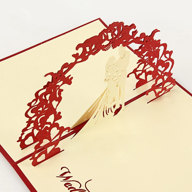 Лазерная резка Жених и невеста 3D всплывающие свадебные пригласительные открытки