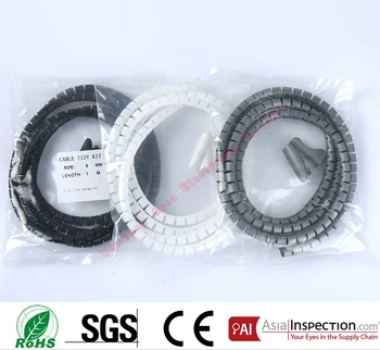 

8mm diameter Spiral Cable Tidy Kit Wire Organizer Wrap Tool Cable casing Sleeves with clip tool 1m length white black gray color