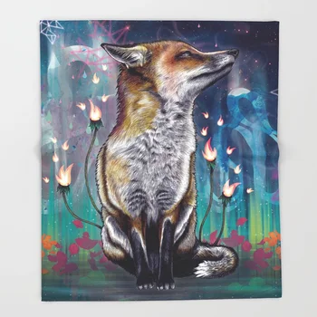 

There is a Light Throw Blanket Fox Bedspread Design Soft Fleece Throw Blanket Air/Sofa/Bedding Soft Winter Bedsheet