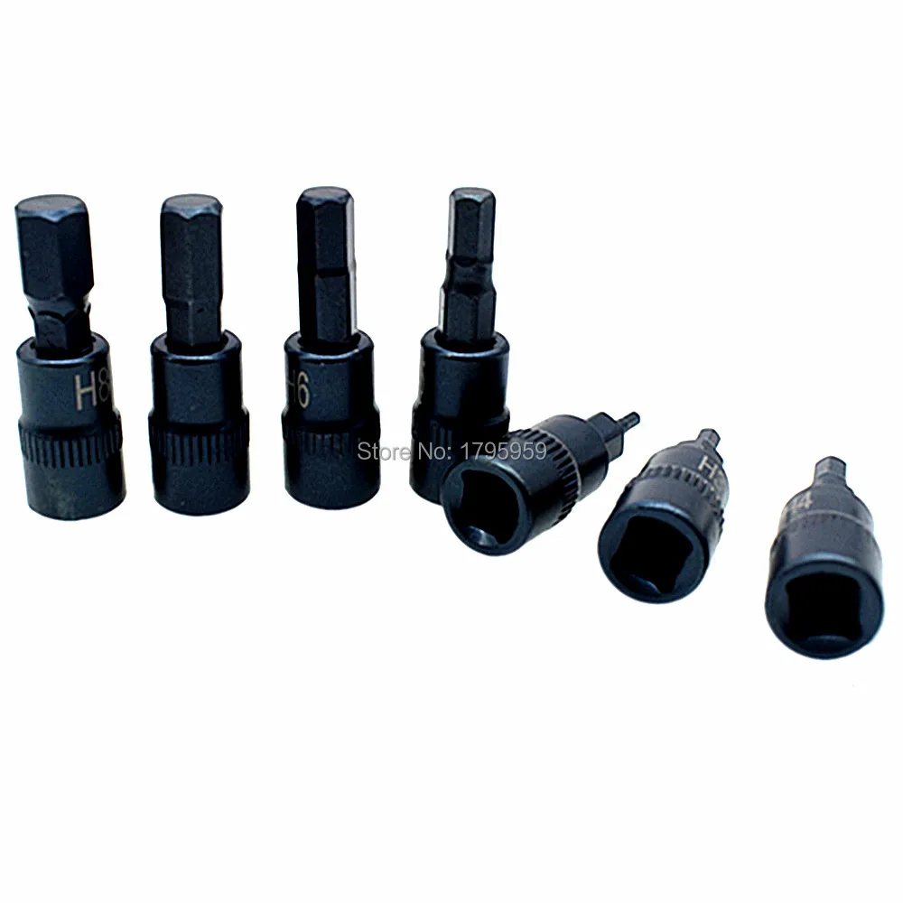 

Hex Socket Bit 7pc Set 1/4" Square Drive Socket Adapter Allen Screwdriver Bit H2 H3 H4 H5 H6 H7 H8 Hex Screwdriver Socket Bits