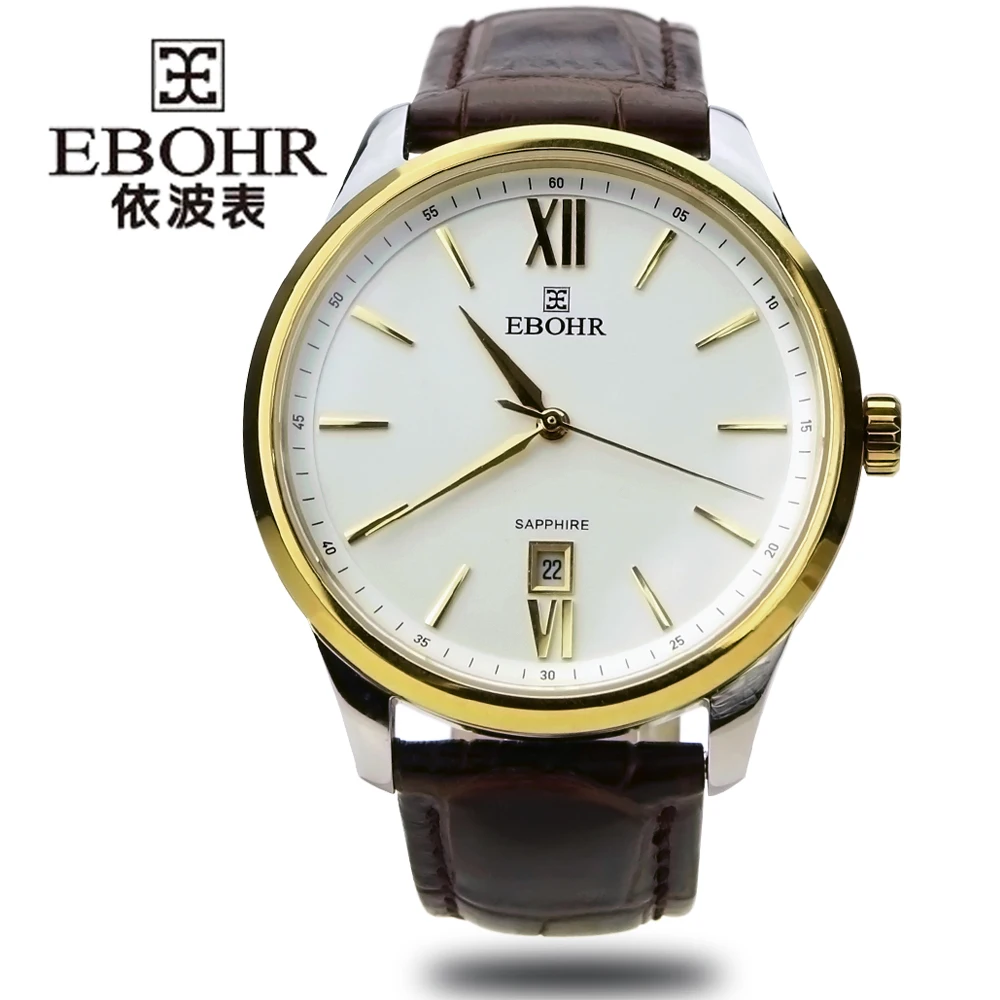 EBOHR модный бренд синий кварцевые часы для мужчин кожаный ремешок Высокое качество повседневное водостойкие 2019 новый стиль Ebohr 11130338