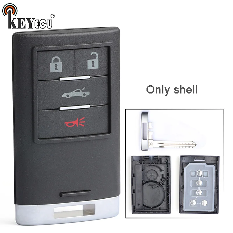 

KEYECU for Cadillac XLR, for Chevrolet Corvette Replacement 3+1 4 Button Smart Remote Car Key Shell Case Fob M3N5WY7777A