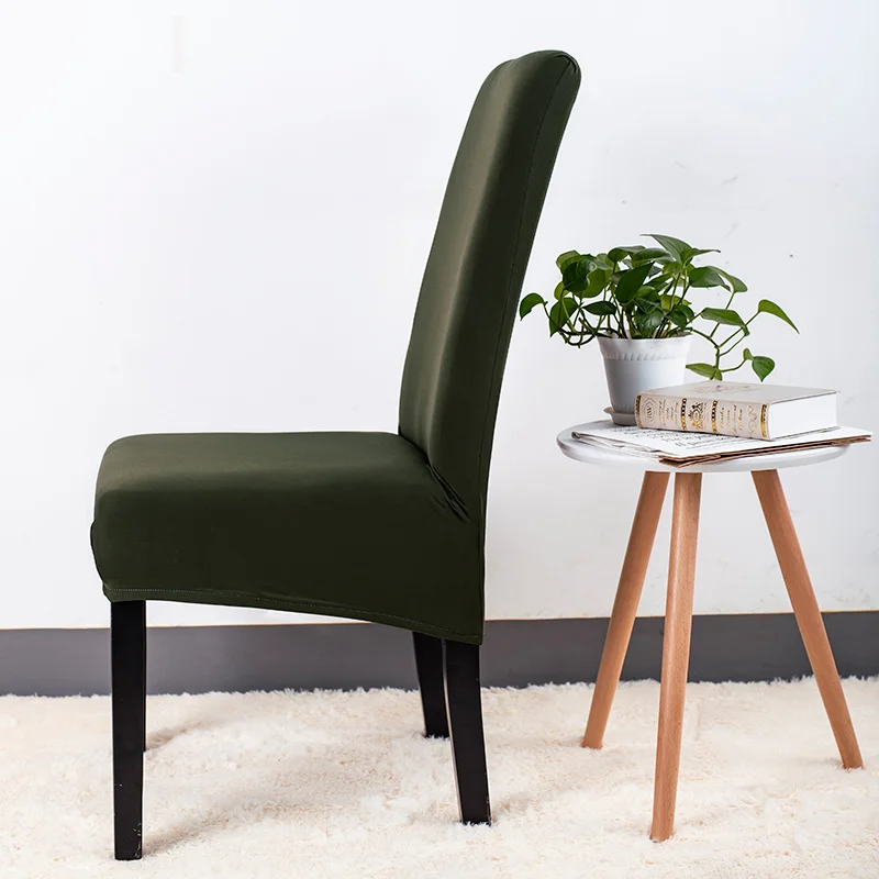 XL сплошной цвет чехлы для стульев спандекс стрейч столовый набор чехол для свадебного стула белый черный чехол на стул для гостиной - Цвет: Army Green