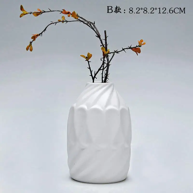 Домашняя белая керамическая ваза, сушеная Цветочная композиция, горшок, офисное украшение, ручная работа, Европейский стиль, гидропонная Цветочная ваза - Цвет: Лиловый