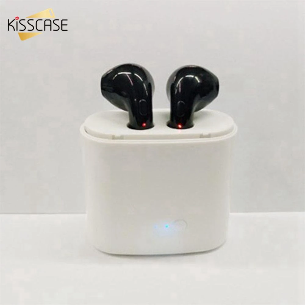 

KISSCASE i7s TWS Wireless Bluetooth Earphones With Charging Box Mic For iPhone 8 Perfit Fit Ear Headset Earphones For Samsung S8