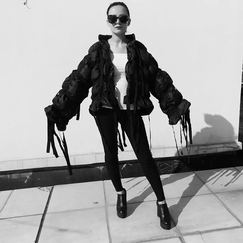 [XITAO] 2018 Winter Europe Fashion Women Stand Collar Full Sleeve Pleated White Duck Down Solid Color Thick Down Coat LYH1570