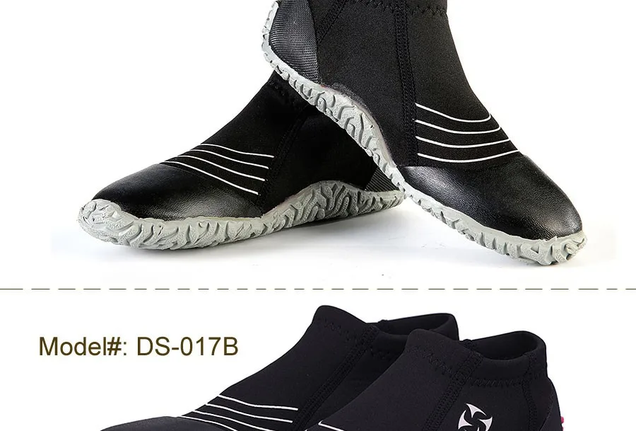 DS-017-2-Premium-5mm-Neoprene-High-Top-Zipper-Boots-and-3mm-Neoprene-Lowt-Top-Pull-On-Shoes-for-Wading,-Fishing,-Diving,-Snorklling-