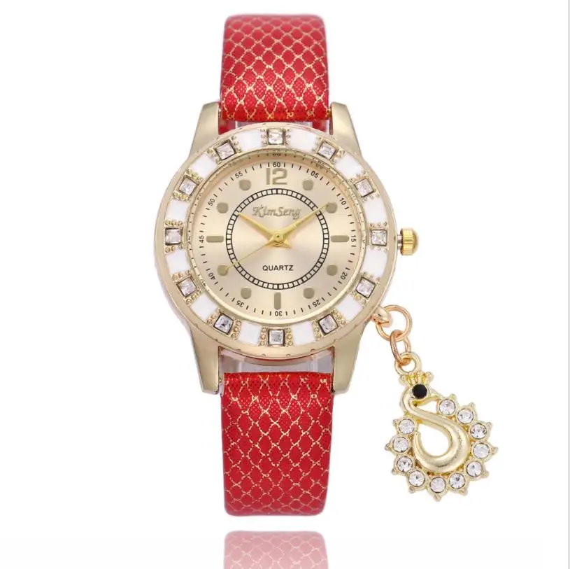 

Luxury Watch Women Gold Watch Diamond Watch Womens Watch Swan Pendant Watch Snake Skin Female Wrist Watch Reloj Mujer