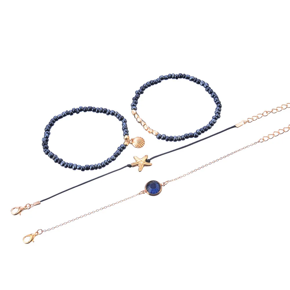 DIEZI богемные Морская звезда в виде ракушки шарм браслеты наборы для женщин и мужчин мода темно синий бисер браслеты ювелирные изделия рождественские подарки