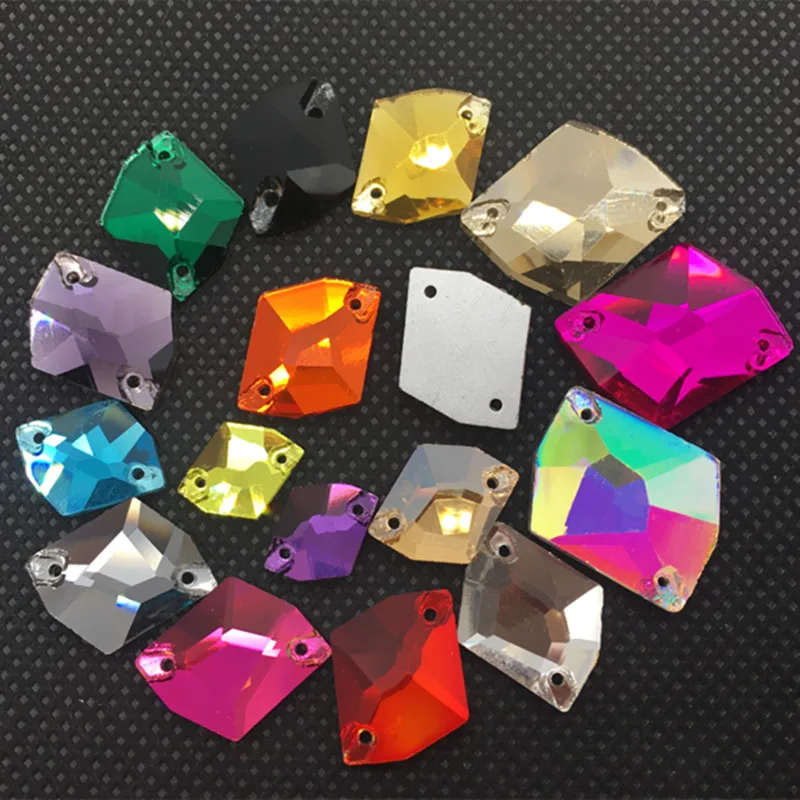 

More Colors 14x17mm;21x27mm Glass Crystal Cosmic Shape Sew On Stone Flatback 2 Holes Sewing Jewelry Beads