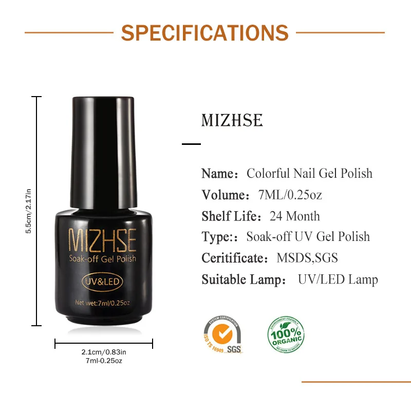 MIZHSE 7 мл неоновый Блестящий УФ гель лак для ногтей светодиодный Гель