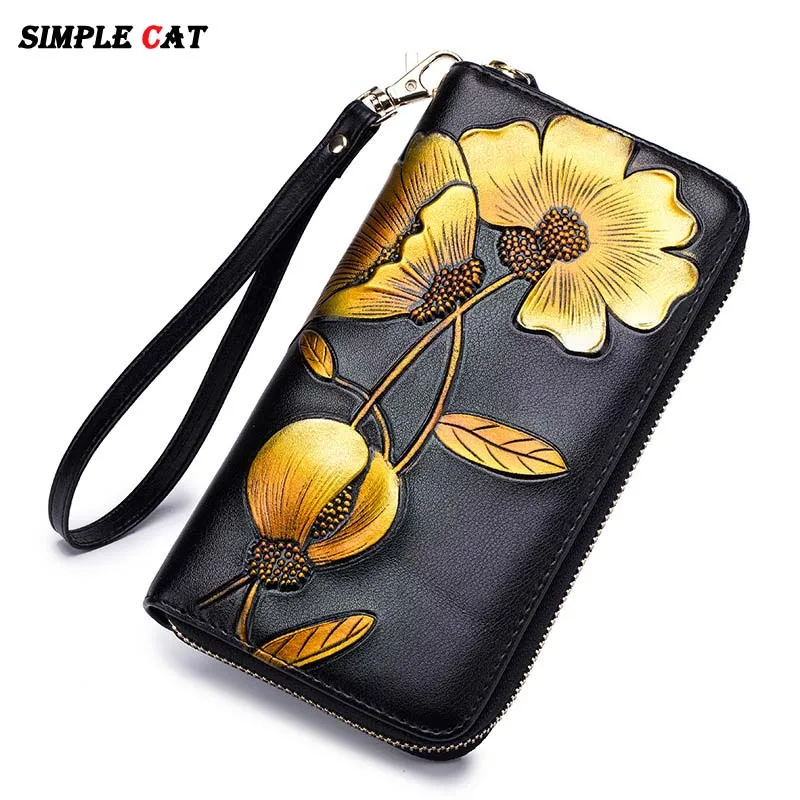 

Women Wallets Leather RFID Blocking Wallet Women's Zipper Clutch Wallets Purse Strap Coin Purse For Cellphone Holder