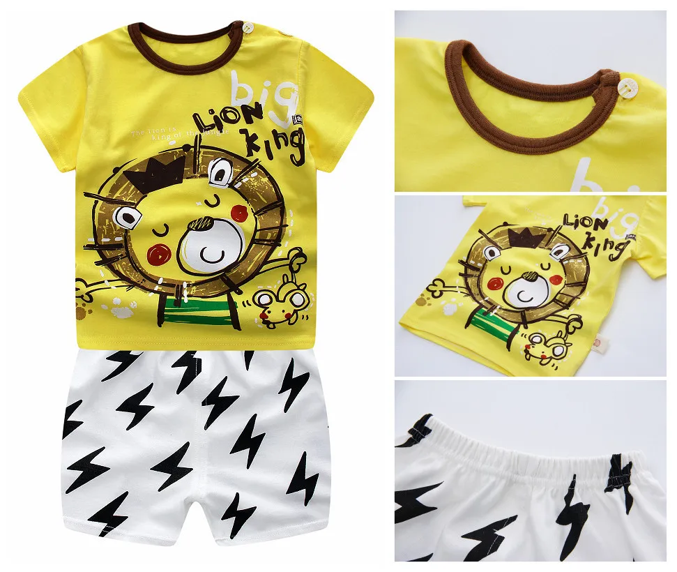 Baby Clothing Set medium Summer Baby Boy Clothes Lion Animal Cartoon  New Baby Boy Girl Clothing Set Toddler Striped Bebes Suits Baby Clothing Set luxury