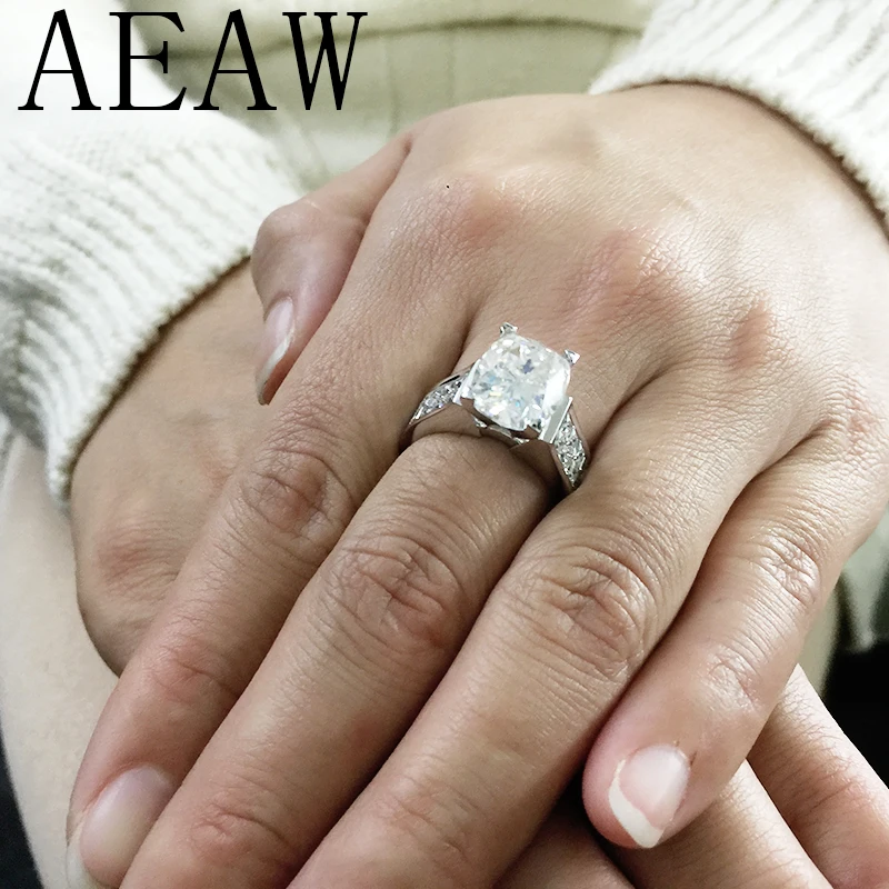 Aeaw 4 Carat Ct Df Cushion Cut Engagement Wedding Moissanite