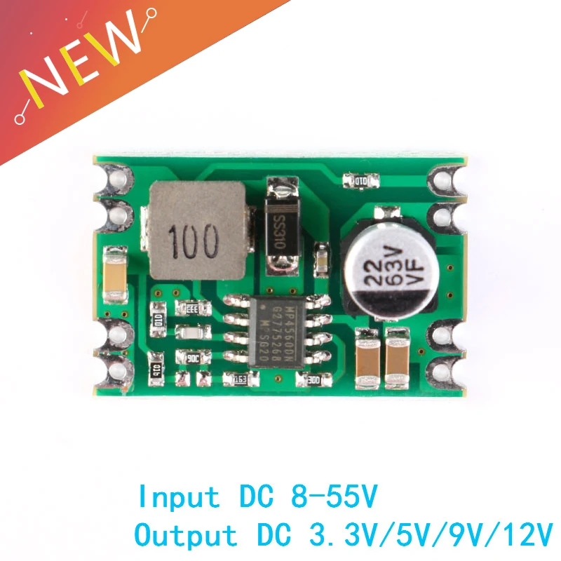 

DC DC Step Down Power Supply Module Buck Regulated Board 2A Input 8-55V Output 3.3V/5V/9V/12V A04 Electronic DIY PCB