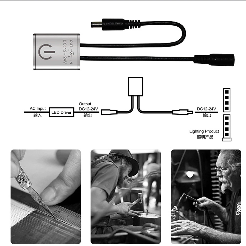 

DC 12V 24V 3A DC Touch Sensor Dimmer Switch For LED Strip Light Lamp Cabinet Switches Accessories