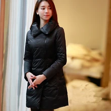 Черная куртка с отворотом, новинка, большой размер, модный,, качественный пуховик, 90