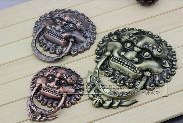 

Chinese style antique knocker bronze handle lion head big lion Keeper door shake hands middle handle