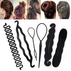 2Pcs Women Magic Hair Twist Hair Styling Tools Bun for Hair Accessories Hair Clip  Braider Maker French Style Tool Fashion Salon