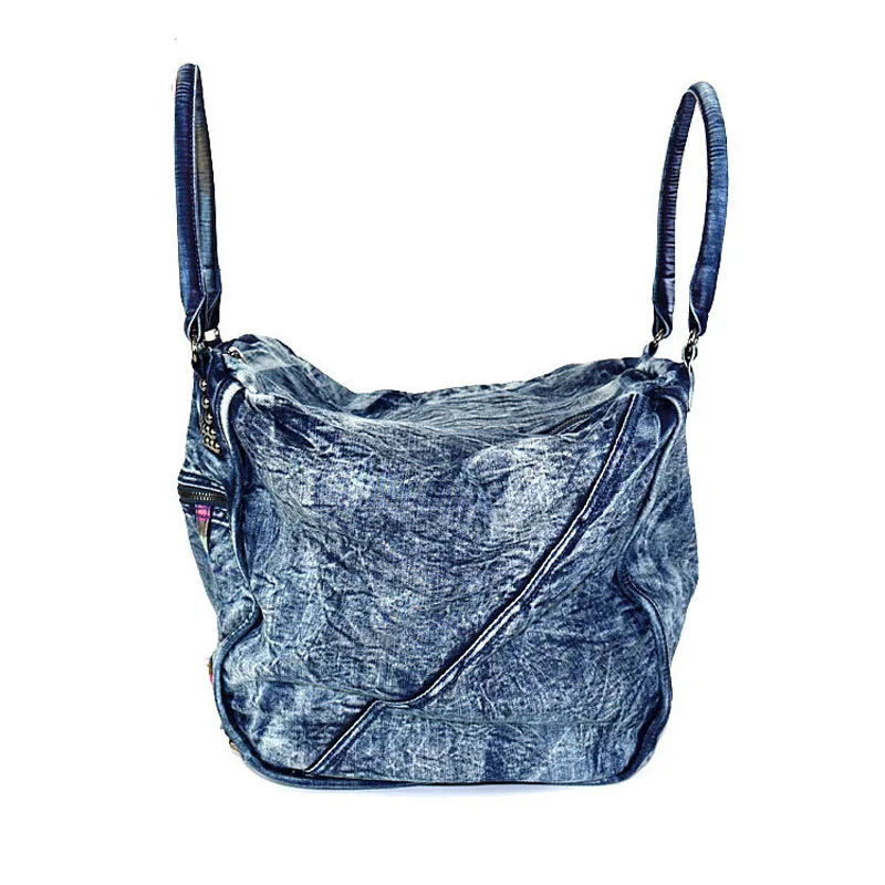 Женская сумка мессенджер iPinee винтажная с заклепками|denim bags women|trapeze bagtote bag |