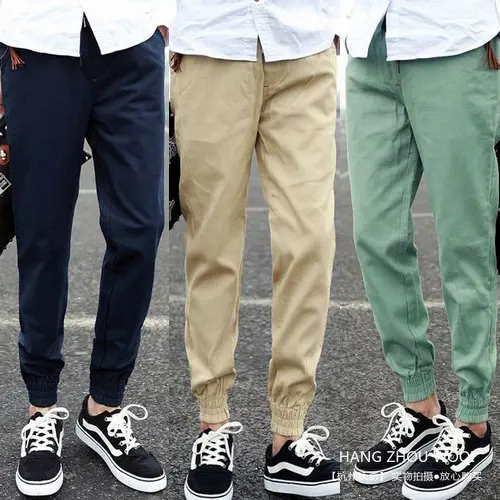 Men Pants Middle Waist New Arrivals Solid Color Cotton Fleece Pants Male Narrow Feet Pantalon Homme Men's Work Casual Pants 3XL
