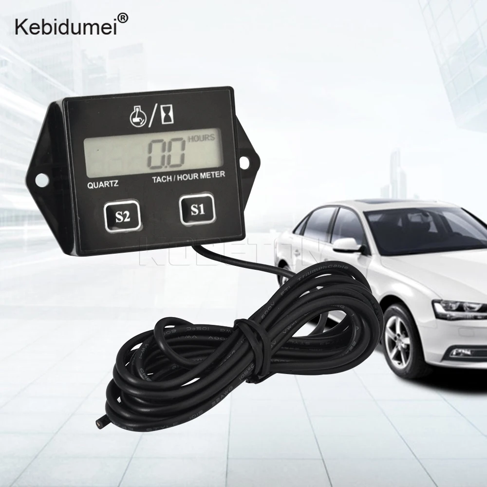 

kebidumei Digital Engine Tach Hour Meter Tachometer Gauge Engine RPM LCD Display For Motorcycle Motor Stroke Engine Car Boat