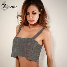 VC,, хит, новая мода, металлическая сетка, сексуальный, без рукавов, квадратный вырез,, вечерние, Клубная одежда, женский укороченный топ