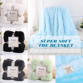 

Urijk 1PC Super Warm Soft Large Plush Reversible Blankets Shaggy Throw Blanket For Bed Sofa Bedspread Warm Bedding Sheet